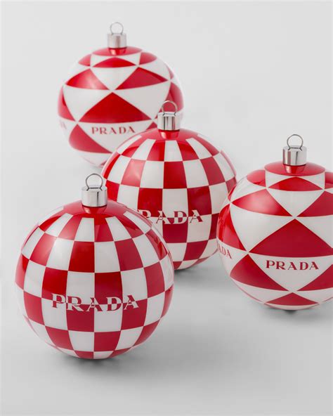 prada christmas bauble|White/red Glass Christmas ornament set .